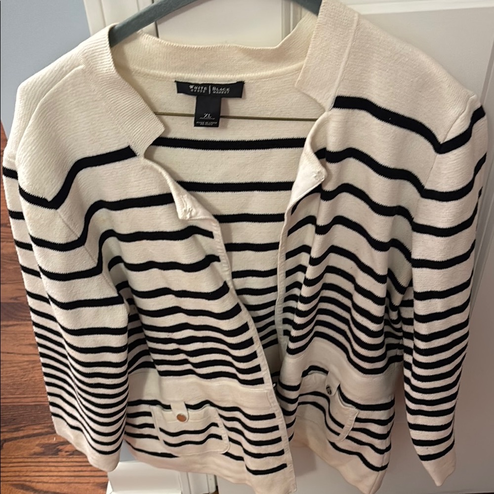 White House Black Market Black and White Striped Blazer
